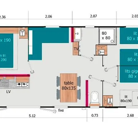 Kemp Mobil-home A Avec Terrasse - 3 Pour 6 Personnes - Api-1-52-1167 *
